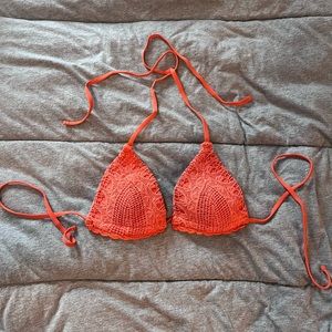 Garage Orange Crochet Bikini Top